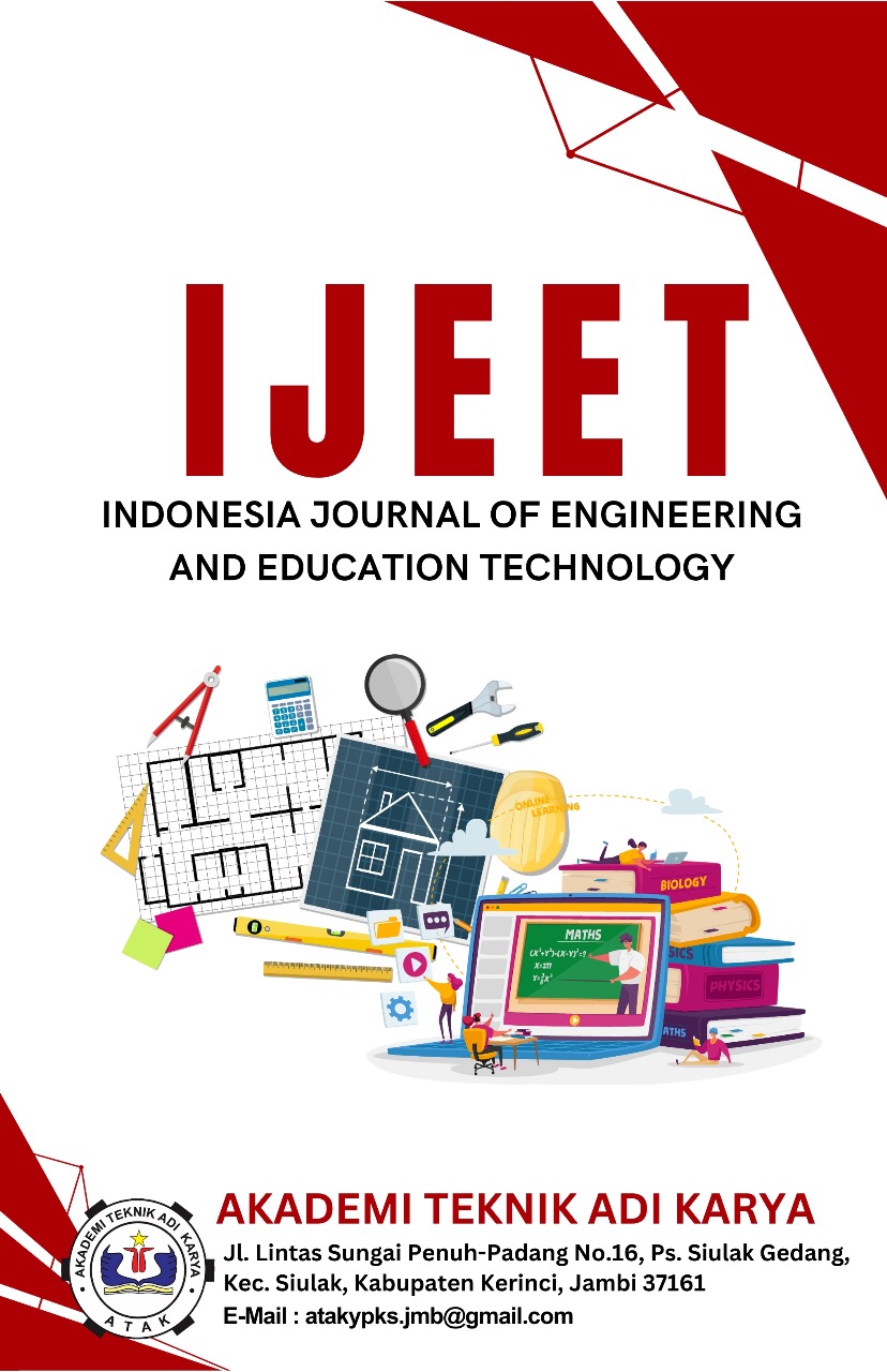 					View Vol. 2 No. 1 (2024): Indonesia  Journal of Engineering and Education Technology (IJEET)
				